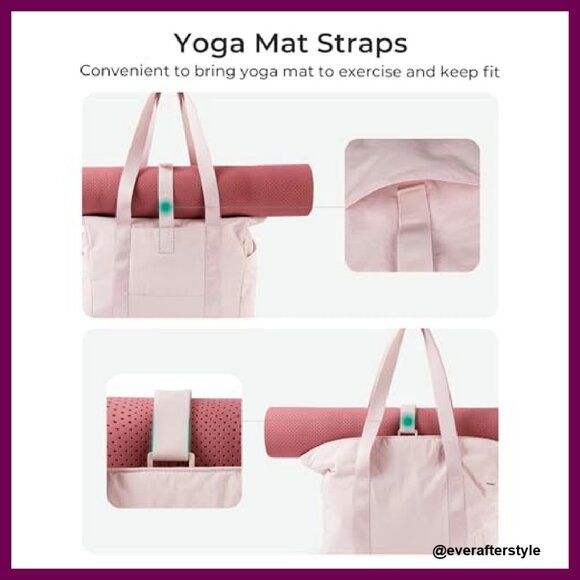 Zippered Work Tote with Yoga Mat Strap Lightweight Durable Multi-Compartment Bag - Picture 6 of 8